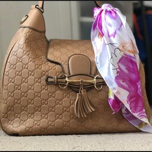 AUTH Gucci Leather Guccissima Emily Hobo